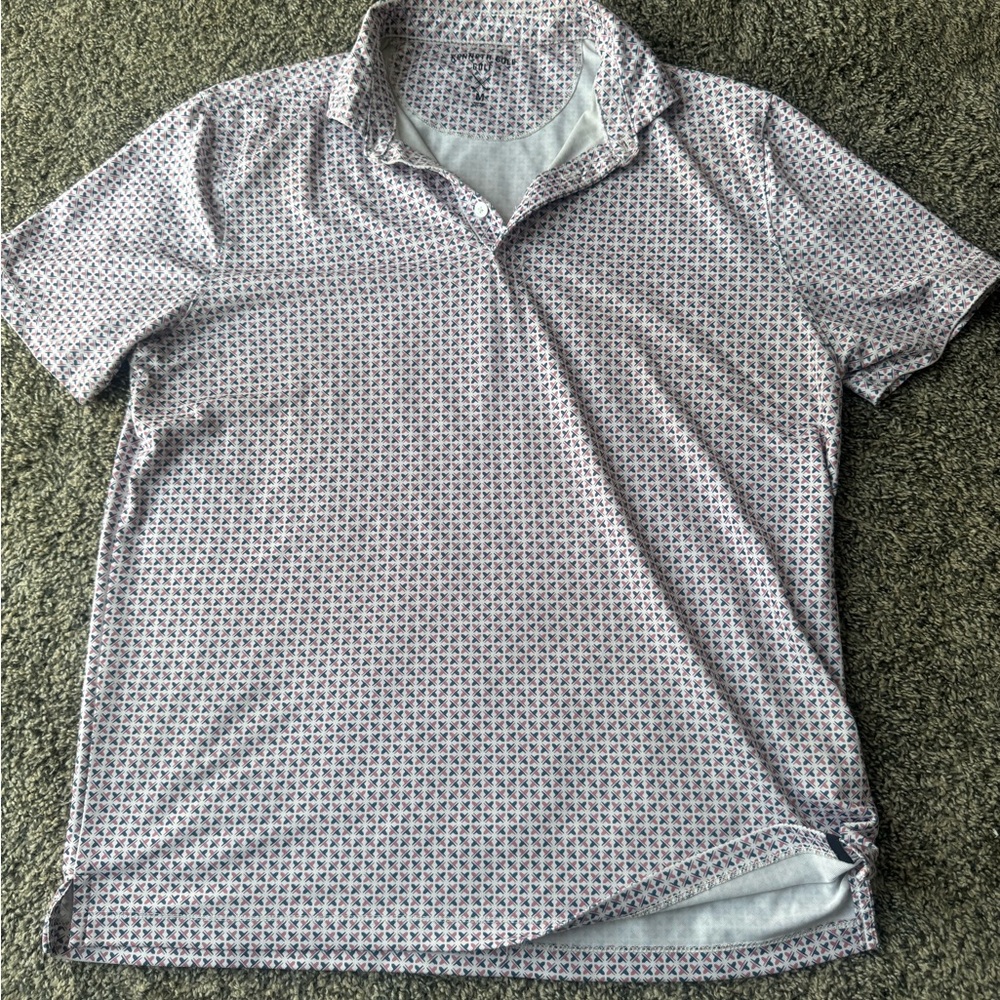Kenneth Cole Men's Polo golf Shirt - pink and Blue Diamond pattern